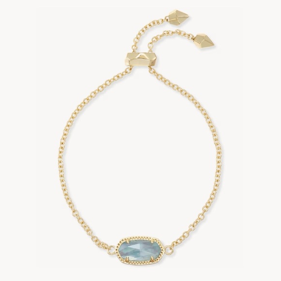 NWT Kendra Scott Elaina Gold Adjustable Chain Bracelet in Light Blue Illusion - Picture 9 of 16
